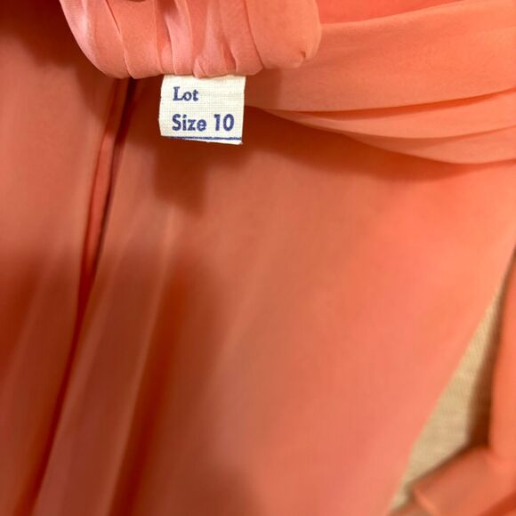 Vintage 1960s Jack Bryan Gown Peach Chiffon Belted Maxi Dress - size 10 - Picture 9 of 16